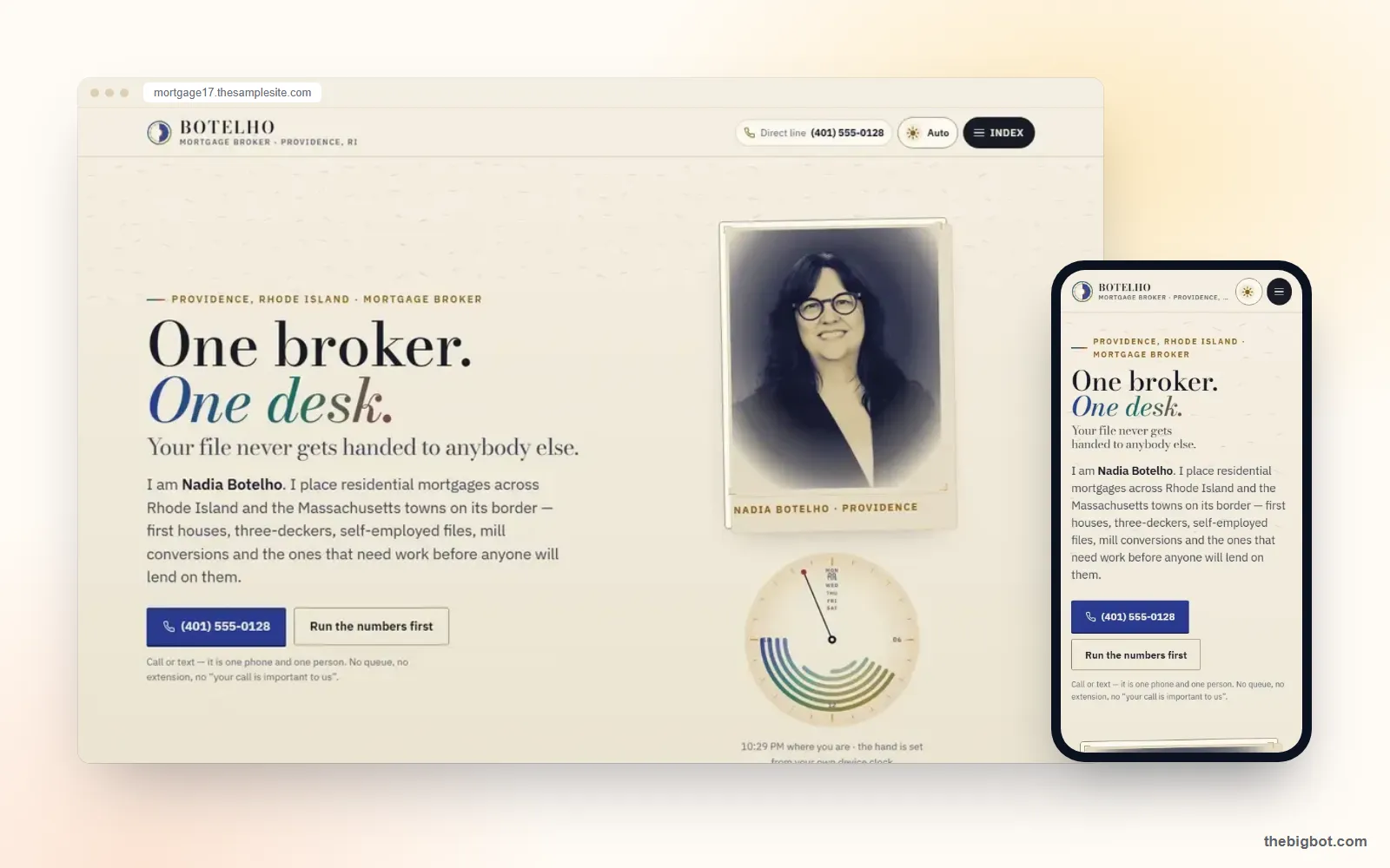 Botelho mortgage website design shown on a desktop browser and a phone