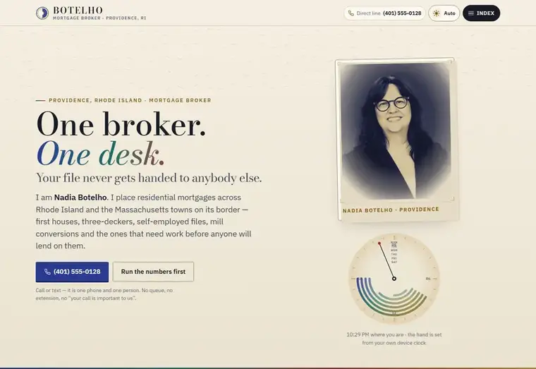 Home page of the Botelho mortgage website design