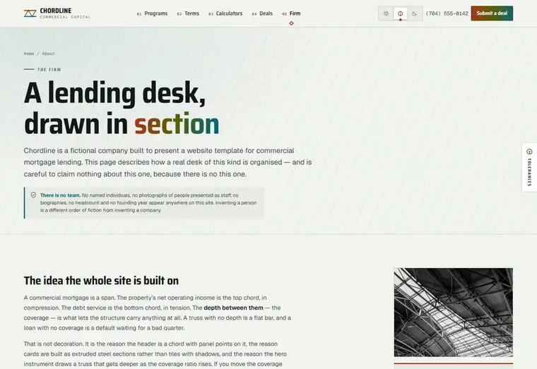 About page of the Chordline mortgage website design