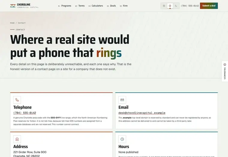Contact page of the Chordline mortgage website design