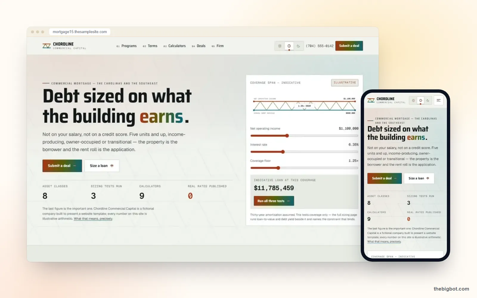 Chordline mortgage website design shown on a desktop browser and a phone