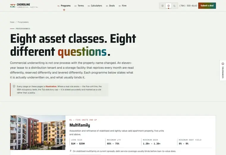 Programs page of the Chordline mortgage website design