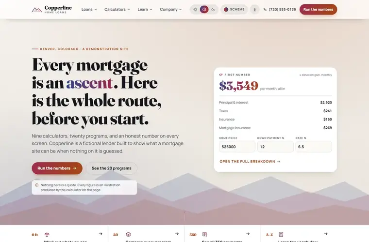 Copperline mortgage website design home page