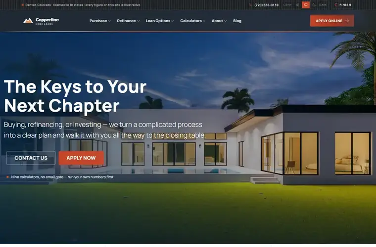Copperline Classic mortgage website design home page