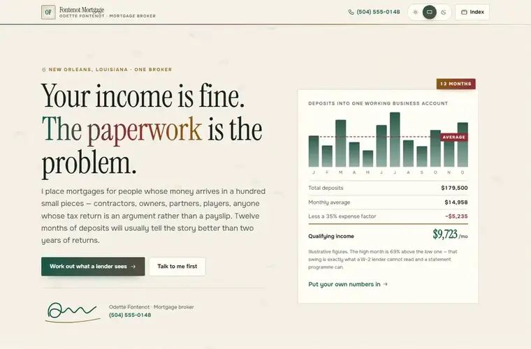 Fontenot mortgage website design home page