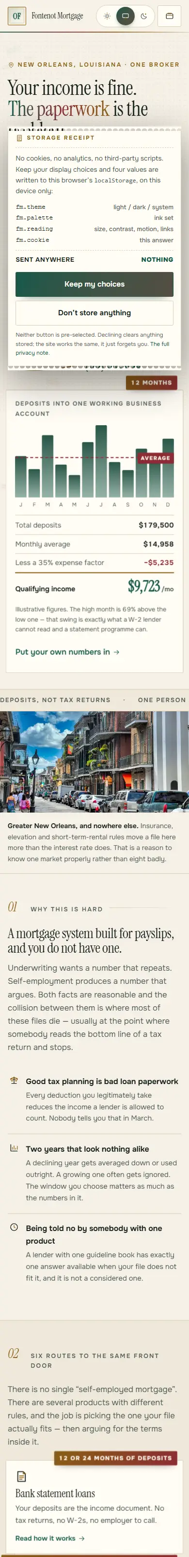 Home on a phone page of the Fontenot mortgage website design