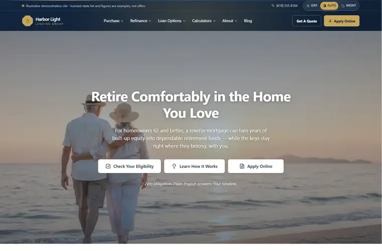 Harbor Light mortgage website design home page