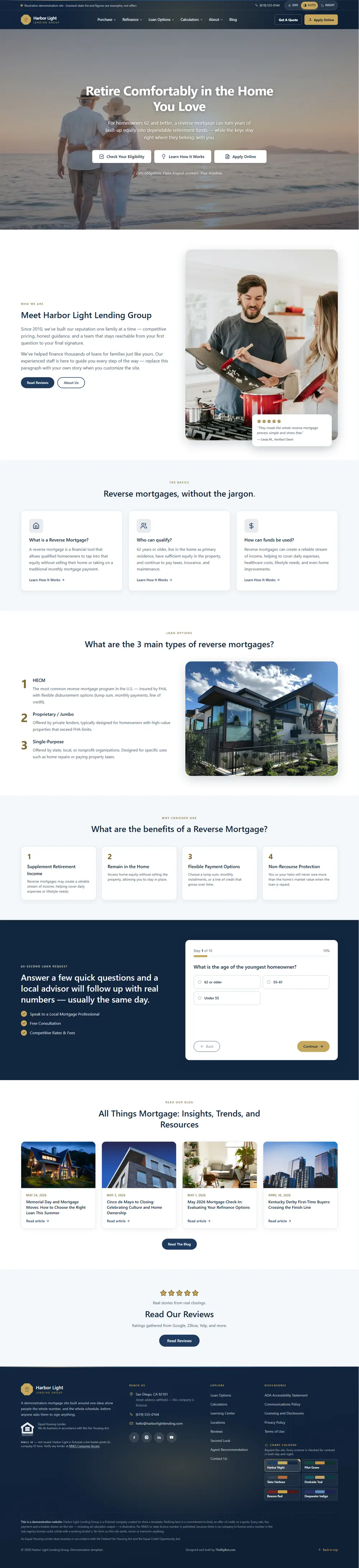 Home page of the Harbor Light mortgage website design