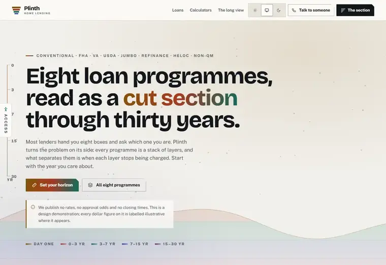 Home page of the Plinth mortgage website design