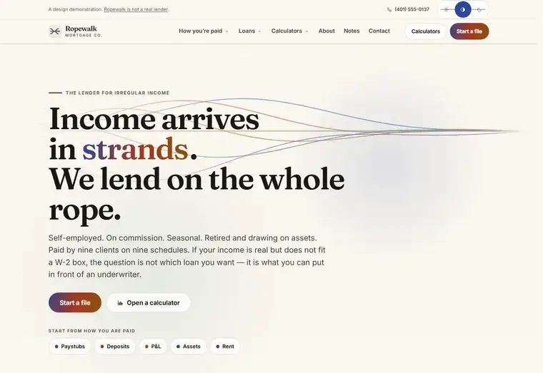 Home page of the Ropewalk mortgage website design