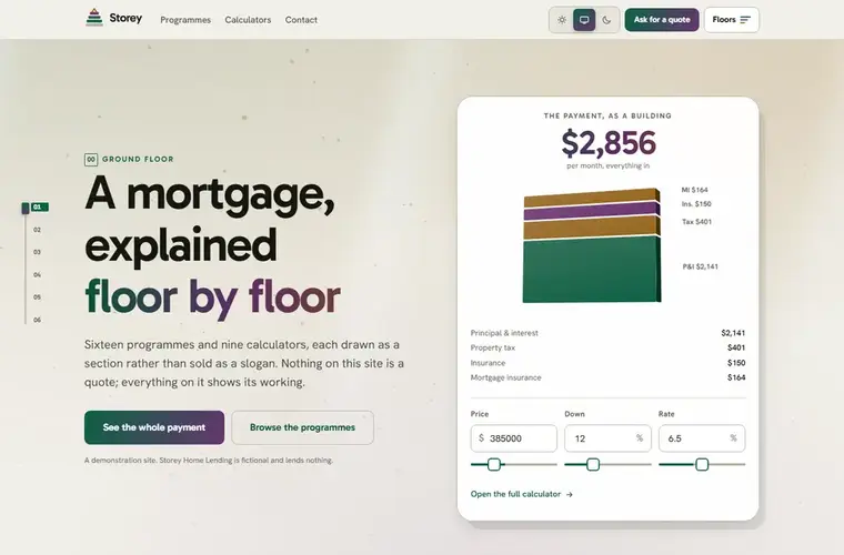 Storey mortgage website design home page