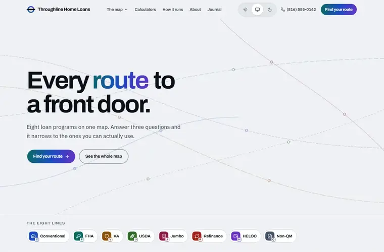 Throughline mortgage website design home page