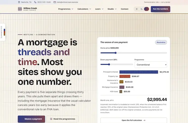 Willow Creek mortgage website design home page